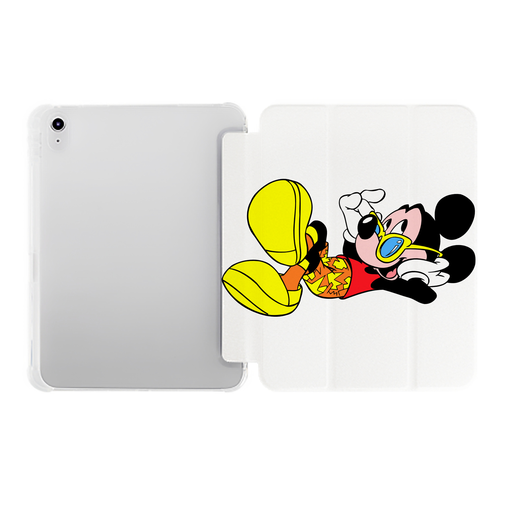 （画像用） ミッキーマウス Mickey Mouse IPad ケース ペン収納付き 三つ折りスタンド PUレザー×シリコン 対応機種9.5/10.5/10.9インチ